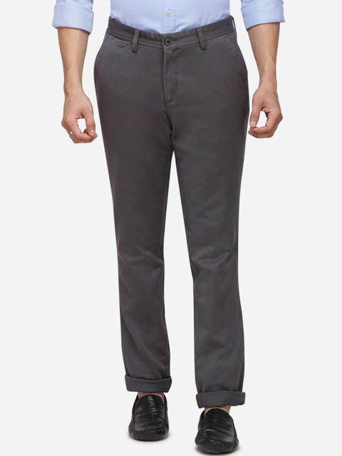 

JADE BLUE Men Grey Regular Fit Solid Regular Trousers