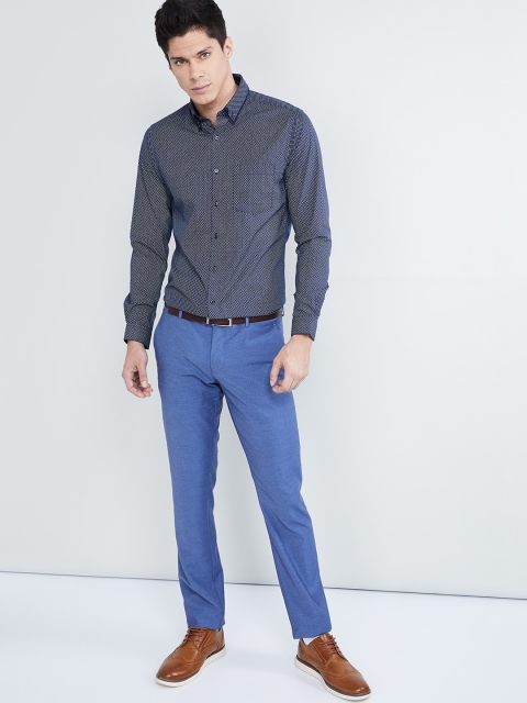 

max Men Blue Regular Fit Printed Casual Shirt