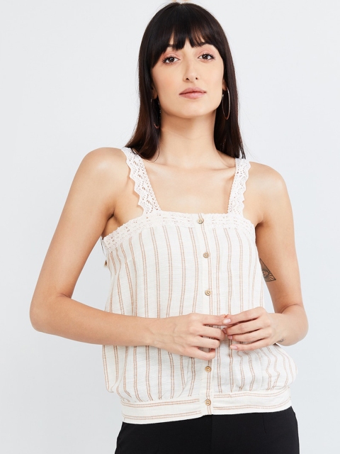 

max Women Cream-Coloured & White Striped Top