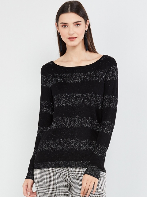 max Women Black Self Design Top
