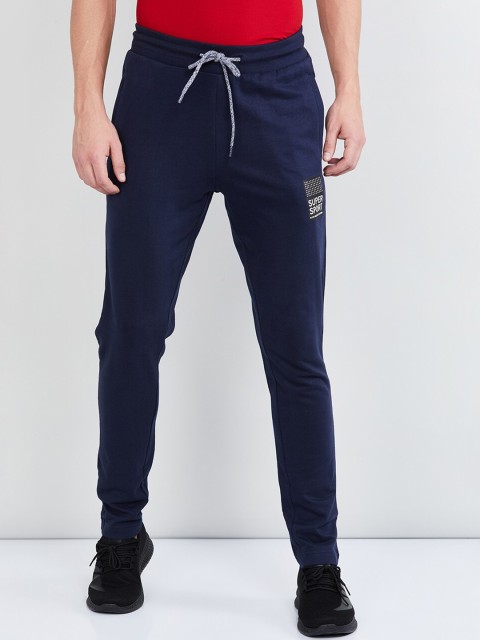 

max Men Navy Blue Solid Track Pants
