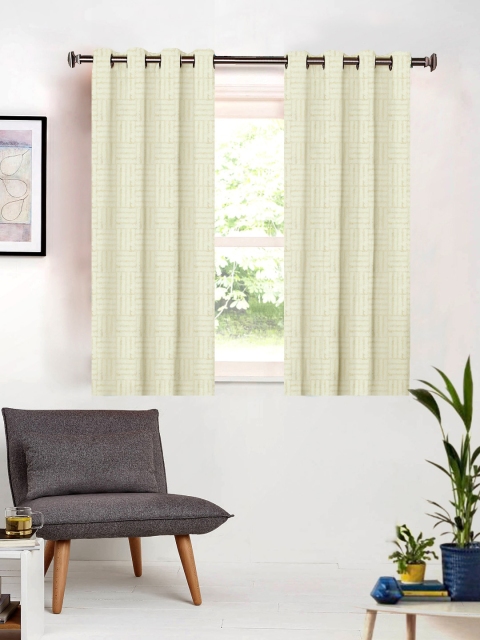 

SHIVANAA HOMES Cream Single Room Darkening Curtain Curtain