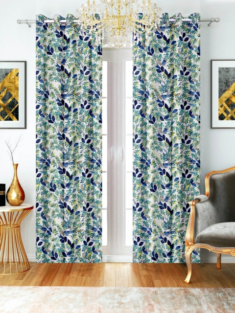 

SHIVANAA HOMES Blue Single Room Darkening Curtain Curtain
