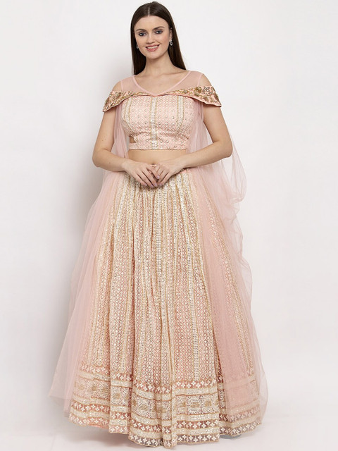 

KHALOM Peach-Coloured Ready to Wear Lehenga with Blouse