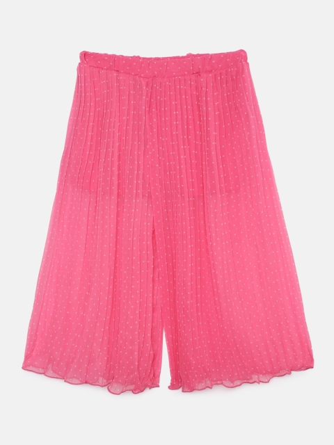 

Actuel Girls Pink & Off-White Printed Flared Palazzos