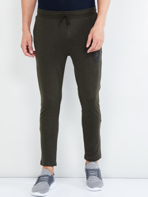 

max Men Olive Green Solid Track Pants