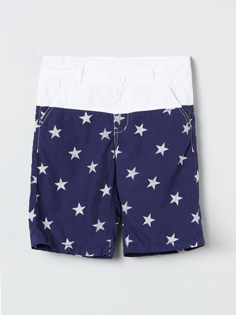 

max Boys Navy Blue & White Printed Regular Shorts