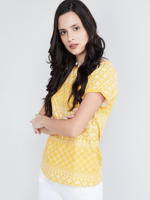 

max Women Yellow Printed Top