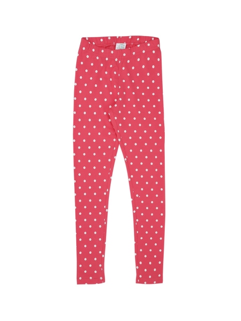 

Pantaloons Junior Girls Pink & White Polka Dot Print Ankle-Length Leggings
