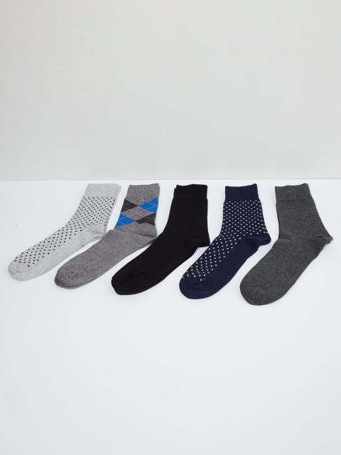 max Men Pack of 5 Assorted Printed Above Ankle Length Socks