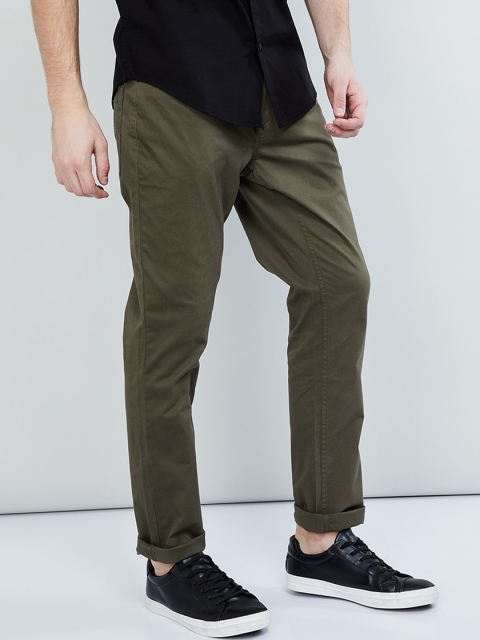 

max Men Olive Green Skinny Fit Solid Chinos
