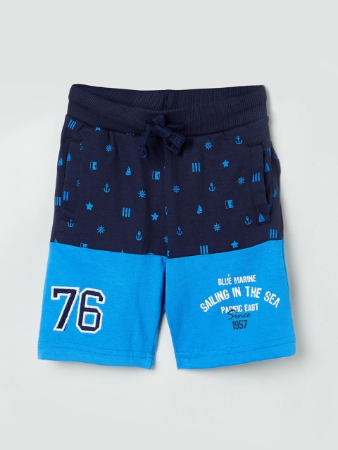

max Boys Navy Blue Printed Regular Shorts