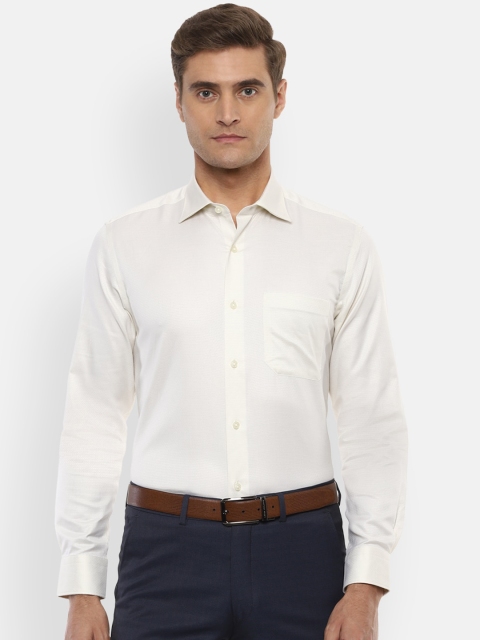 

Louis Philippe Men Cream-Coloured Regular Fit Self Design Formal Shirt