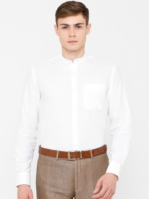 

CAVALLO by Linen Club Men Cotton Linen White Regular Fit Solid Formal Shirt