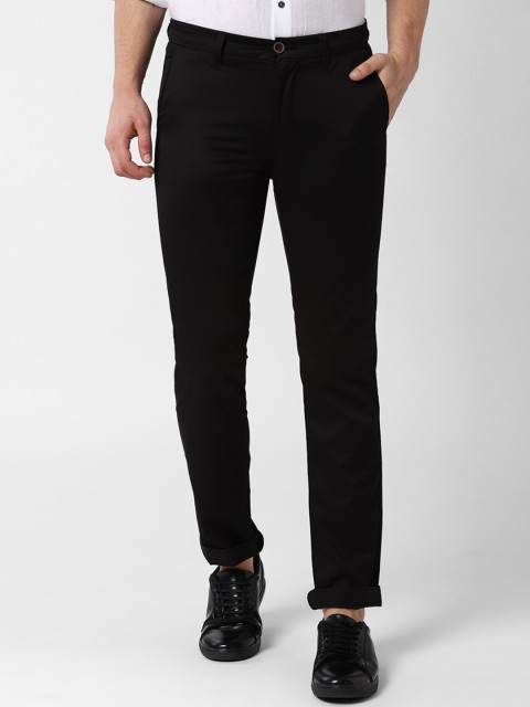 

Peter England Casuals Men Black Slim Fit Solid Regular Trousers