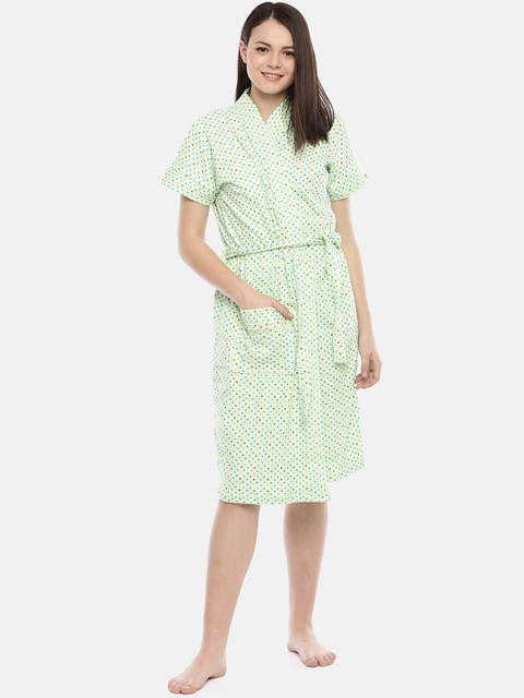 

GOLDSTROMS Women Green Printed Bath Robe