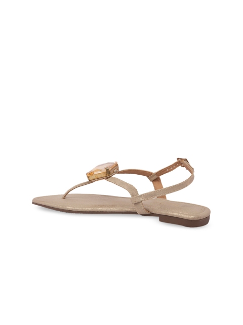 

Inc 5 Women Gold-Toned Solid T-Strap Flats