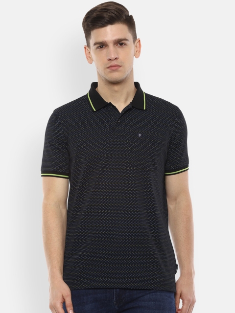

Van Heusen Sport Men Black Self Design Polo Collar T-shirt