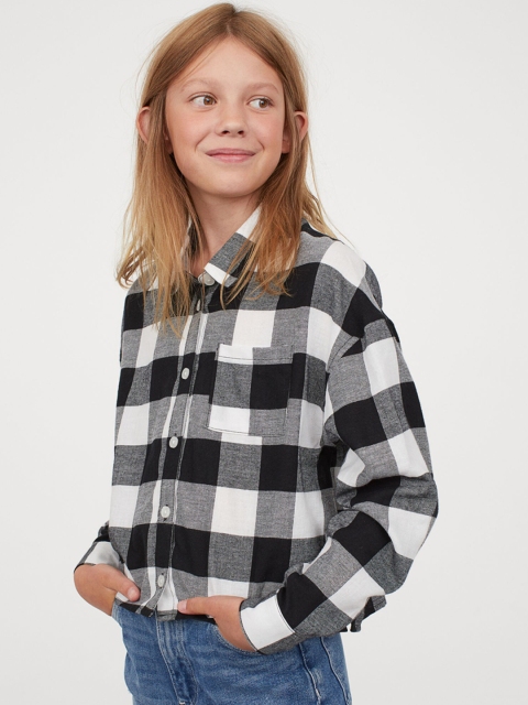 

H&M Girls Black & White Cropped Shirt