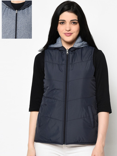 

Trufit Women Navy Blue Solid Reversible Padded Jacket