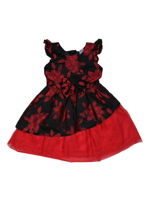 

Doodle Girls Red & Black Printed Fit and Flare Dress