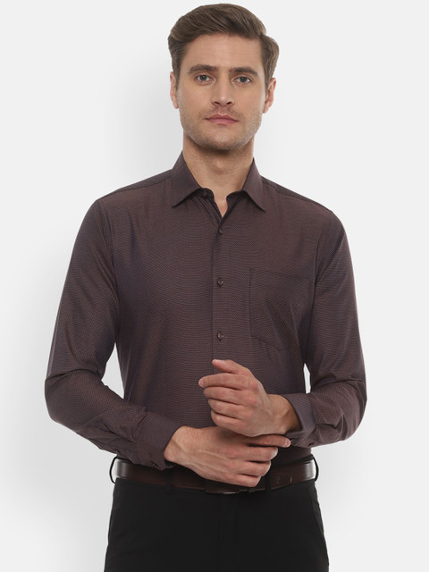 

Van Heusen Men Brown Slim Fit Self Design Formal Shirt