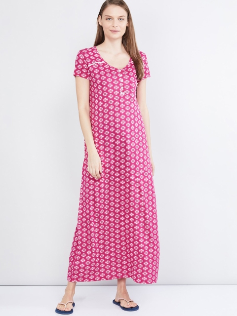 

max Pink & White Floral Printed Nightdress NPT02