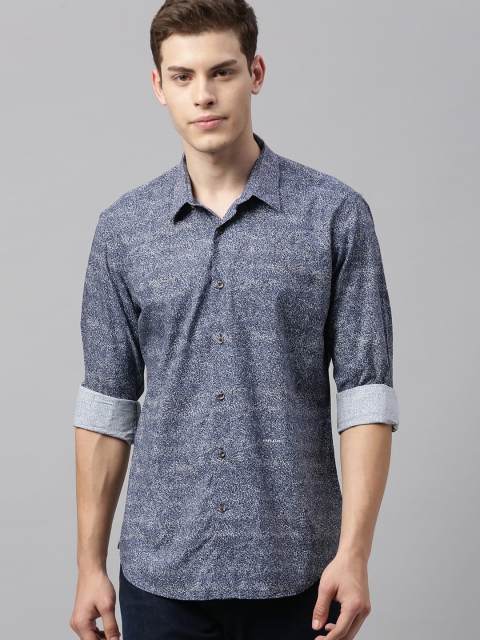 

RARE RABBIT Men Blue Tailored Fit Printed Casual Shirt