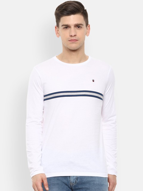 

Louis Philippe Sport Men White Striped Round Neck Pure Cotton T-shirt