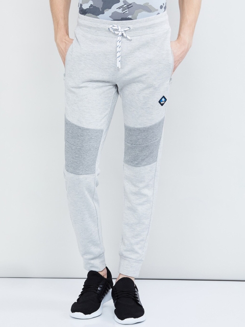 

max Men Grey Melange Solid Straight-Fit Track Pants