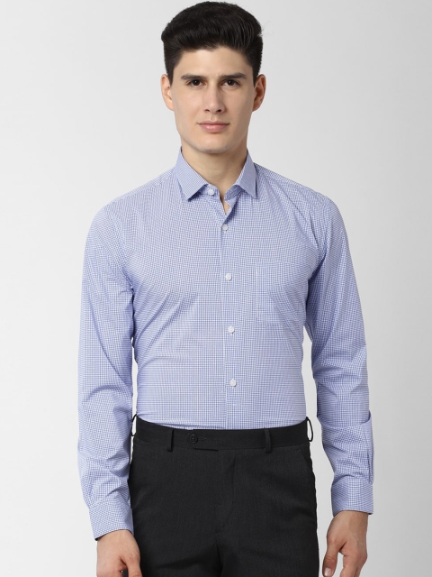 

Peter England Men White & Blue Slim Fit Printed Formal Shirt