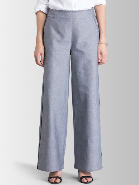 

FableStreet Women Grey Loose Fit Solid Parallel Trousers