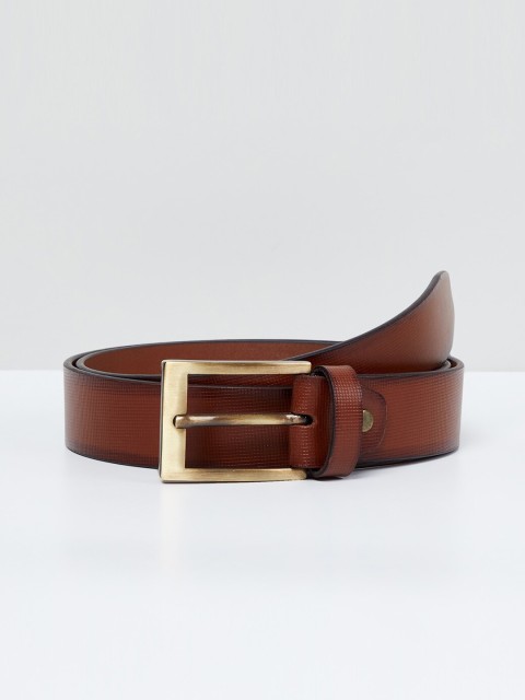 

max Men Brown Solid Leather Belt
