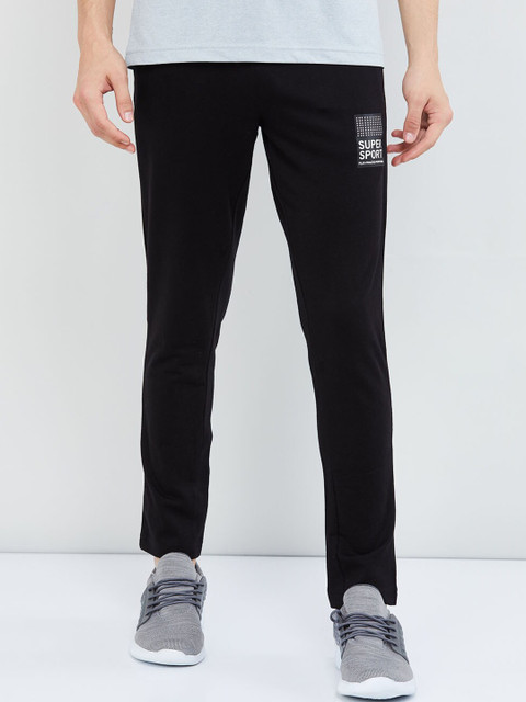 

max Men Black Solid Track Pants