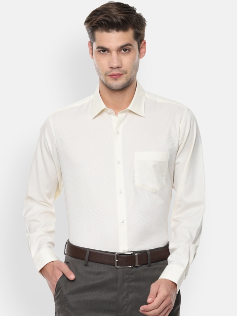 

Van Heusen Men Cream-Coloured Regular Fit Solid Formal Shirt