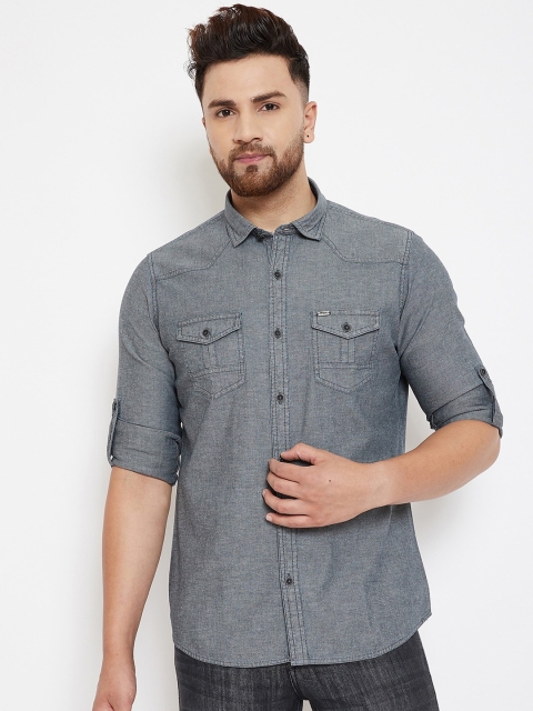 

Canary London Men Grey Smart Slim Fit Solid Casual Shirt