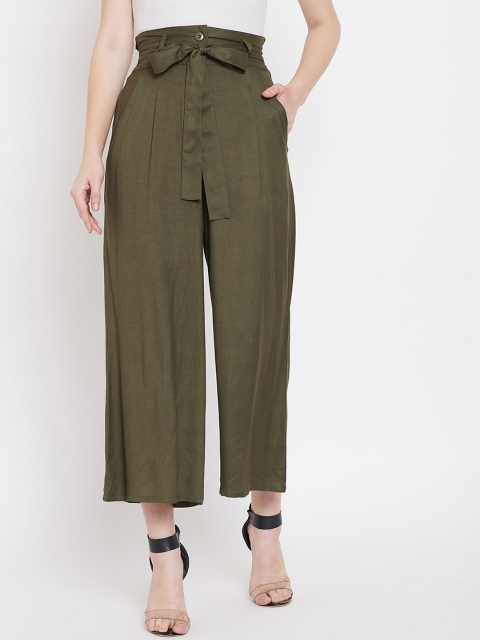 

LUCERO Women Green Loose Fit Solid Parallel Trousers