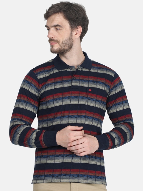 

Monte Carlo Men Navy Blue & Red Striped Polo Collar T-shirt