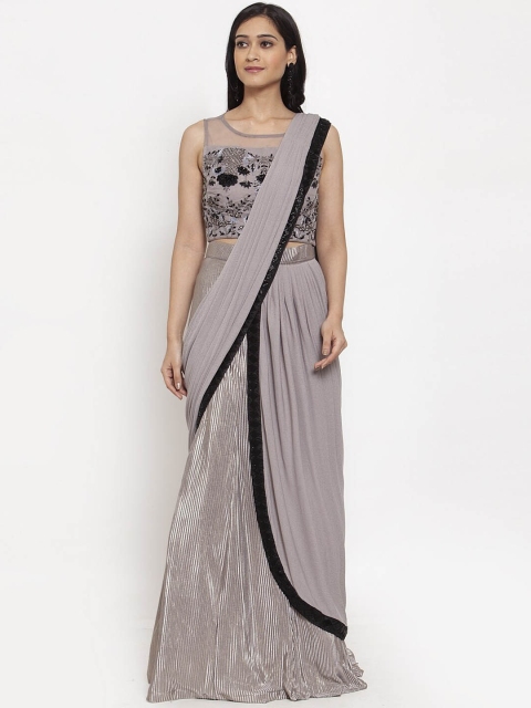 

KHALOM Grey Shantoon Embellished Saree