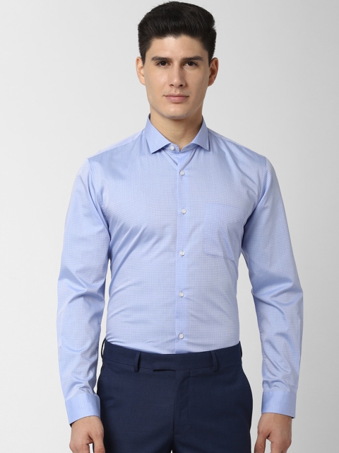 

Peter England Men Blue Regular Fit Self Design Formal Shirt