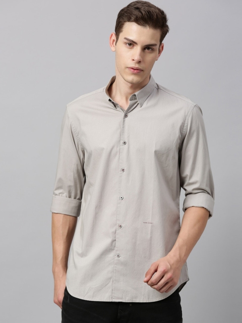 

RARE RABBIT Men Grey Tailored Fit Solid Casual Shirt