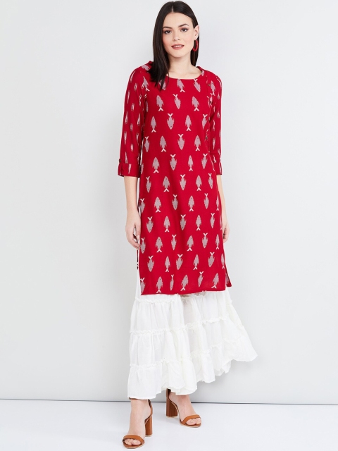 

max Women Red Printed A-Line Kurta