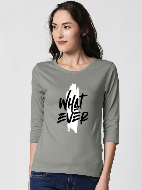 

Bewakoof Women Grey Printed Round Neck T-shirt