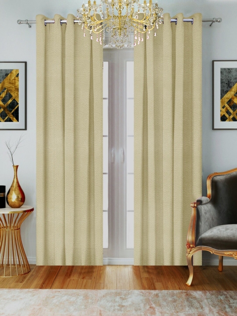

SHIVANAA HOMES Beige Single Room Darkening Curtain Curtain