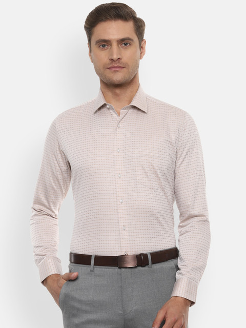 

Van Heusen Men Beige Slim Fit Checked Formal Shirt