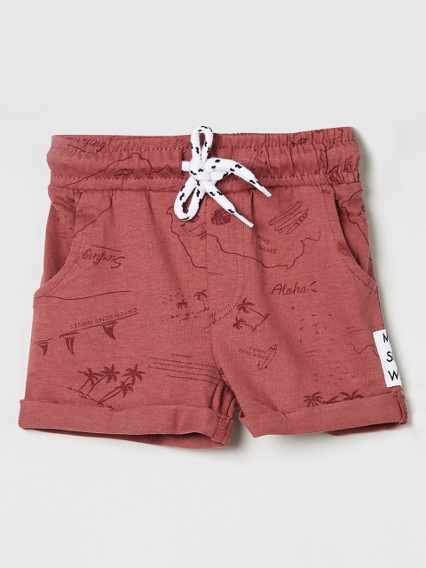 

max Boys Rust Red Printed Regular Fit Regular Shorts