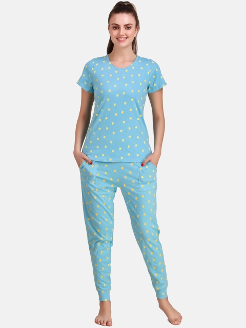 

Masha Women Blue Printed Night suit NSPJ-TSL