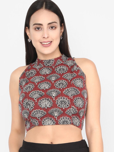 

Molcha Women Maroon & White Printed Readymade Blouse