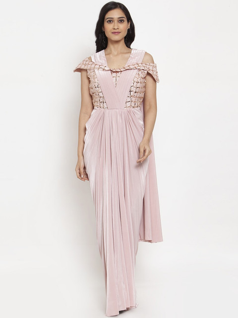 

KHALOM Women Pink Solid Maxi Dress
