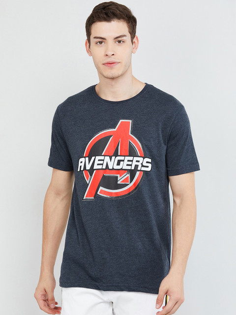 

max Men Navy Blue 7Red Avengers Printed T-shirt